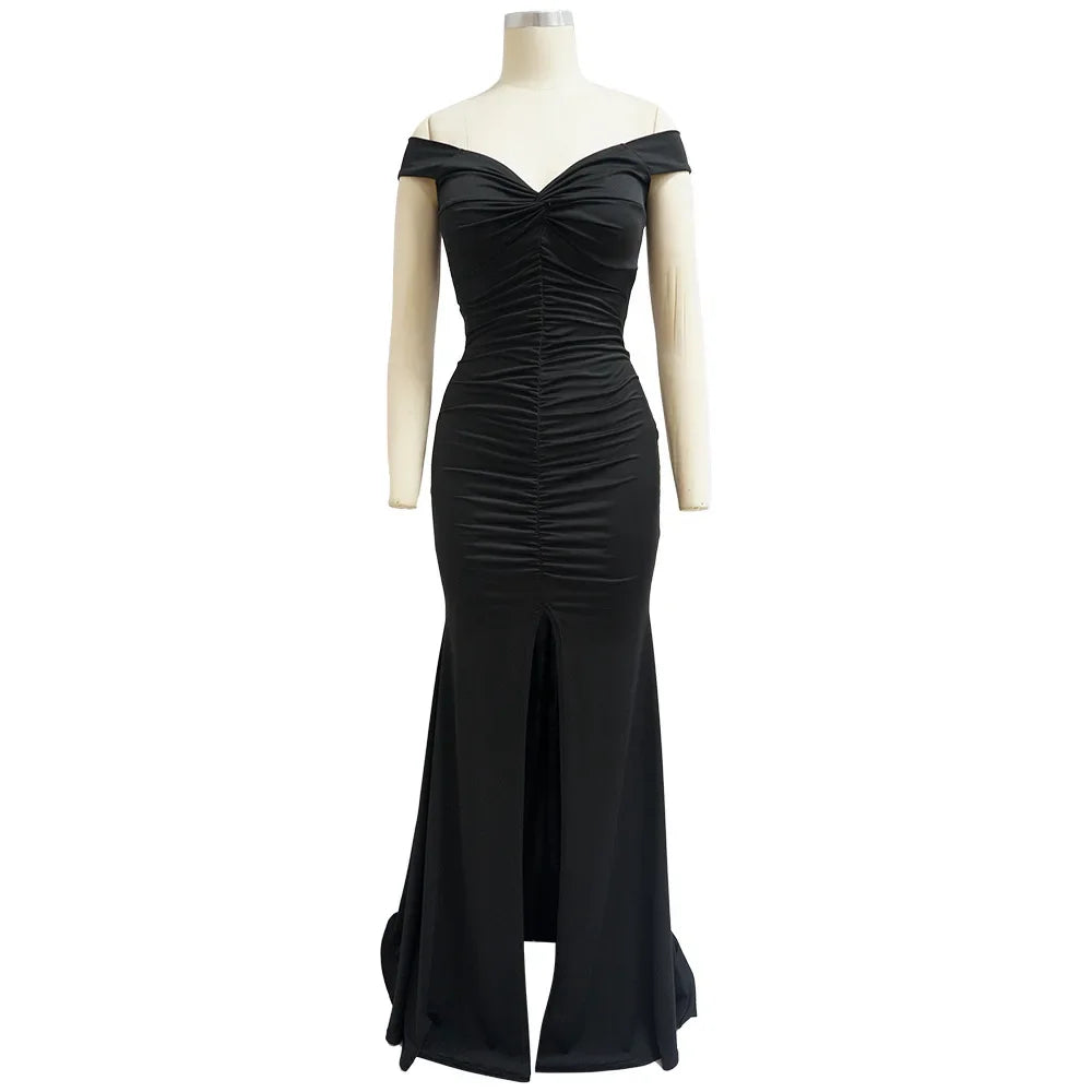 Toronto Banquet V Neck Sexy Satin Split Luxury Trailing Long Dresses