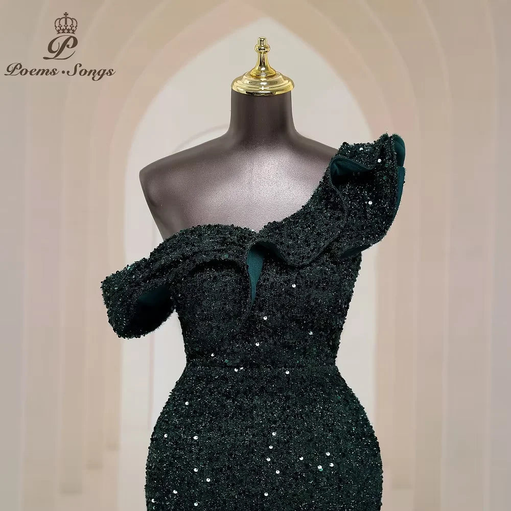 Georgia One Shoulder Evening Mermaid Sequins Party Maxi Dresses