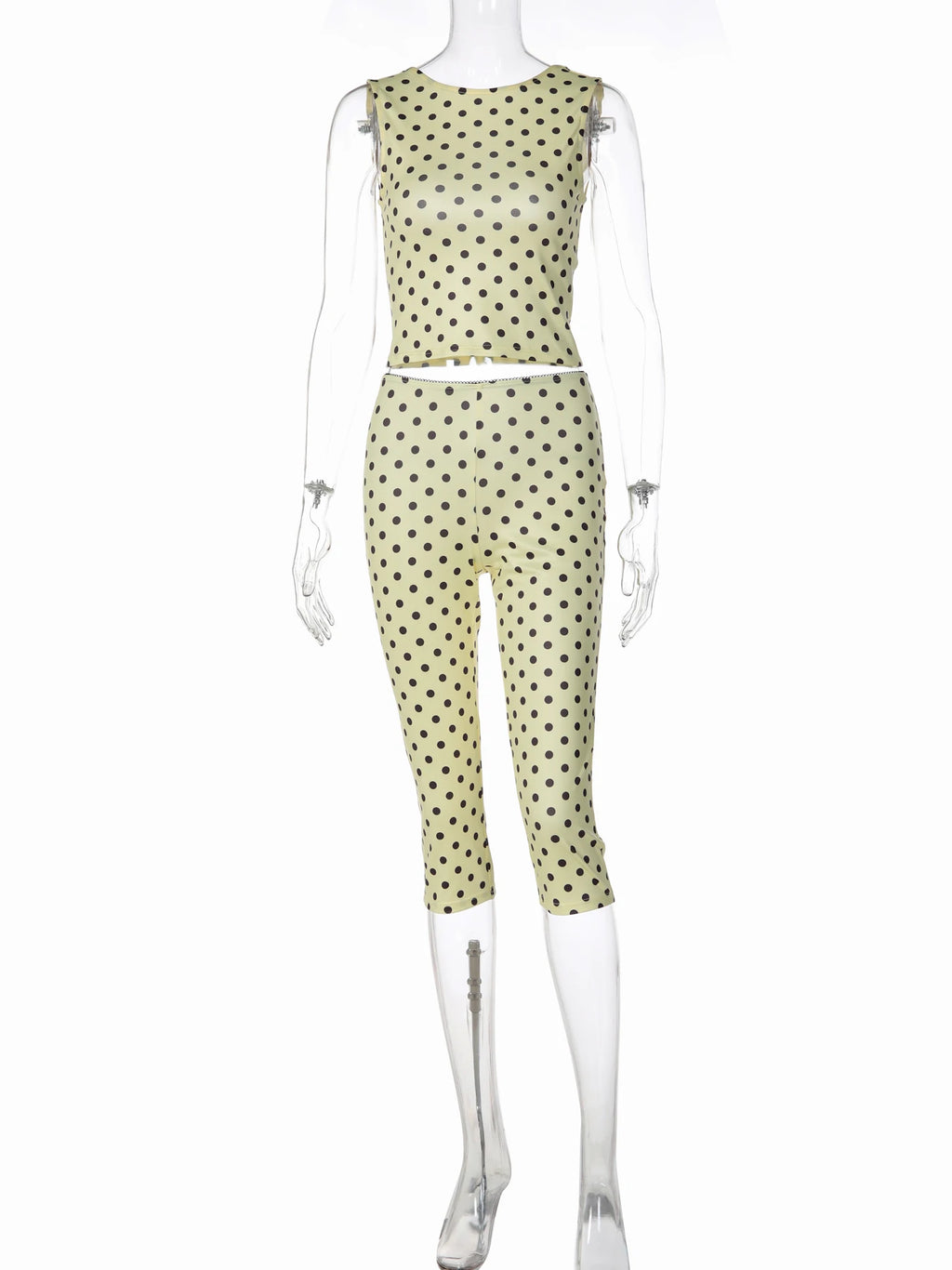 Dulce Polka Dot Casual Backless Two Piece Sets