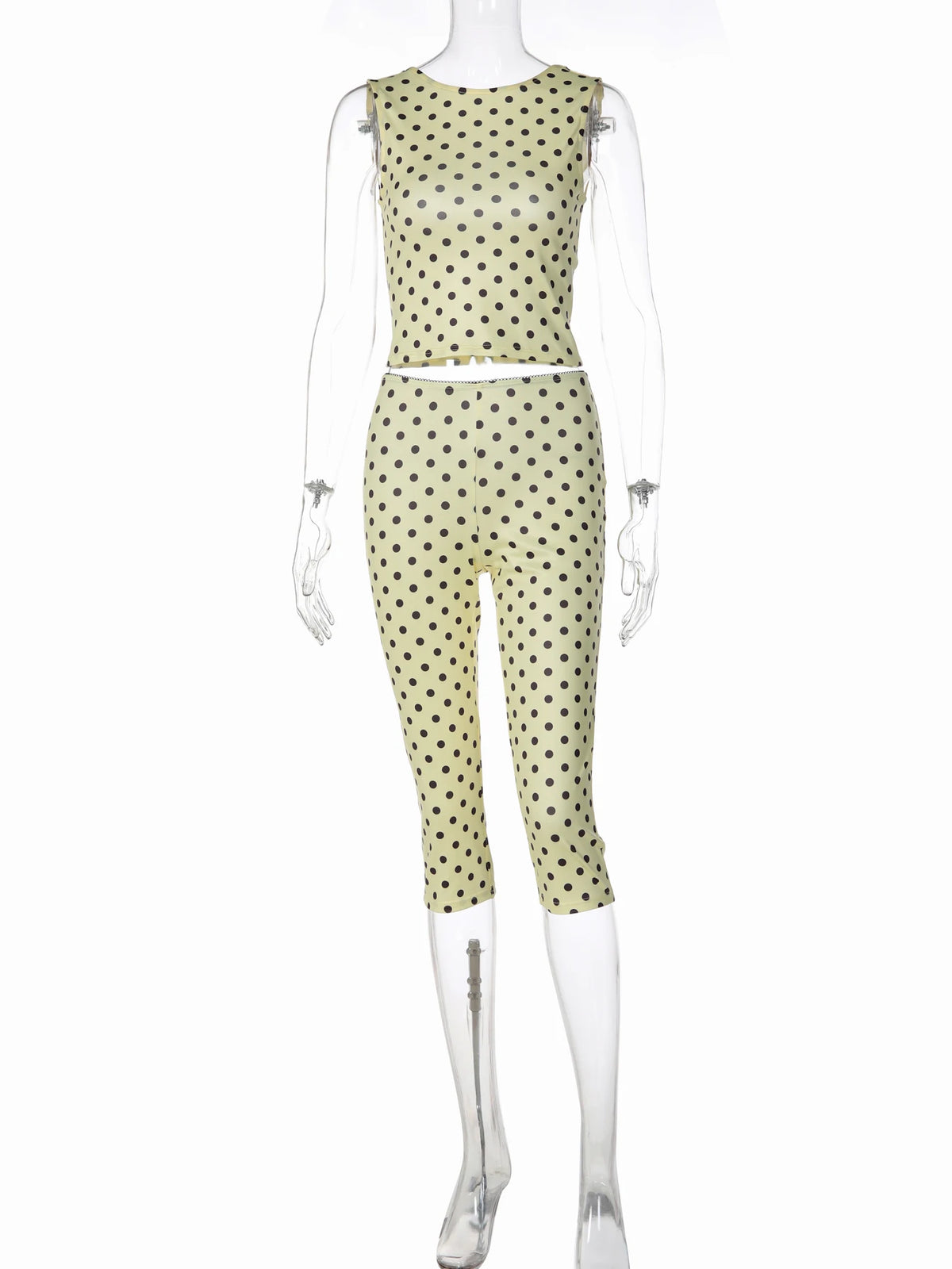 Dulce Polka Dot Casual Backless Two Piece Sets