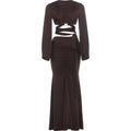 Graciela Metal Ring Patchwork Puff Sleeve Two Piece Sets