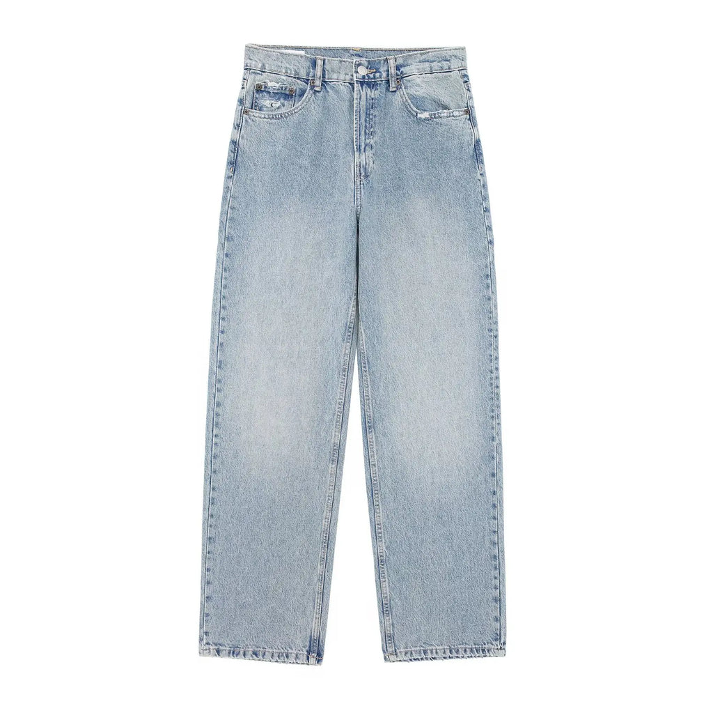 Jeans For Women 2024 Denim Solid Loose Zipper Fly Female Hole Trouser