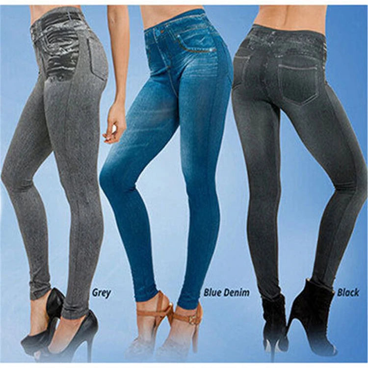 Acapulco Push Up Seamless High Waist Faux Denim Leggings