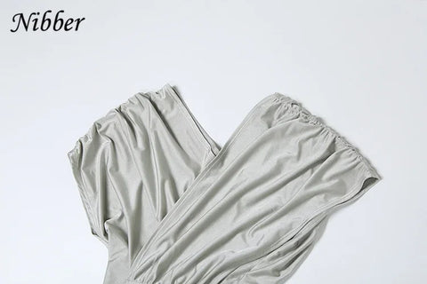 Adams Irregular Hollow Ruched Diagonal Collar Shorts Sleeve Waistless Slits Street Dress