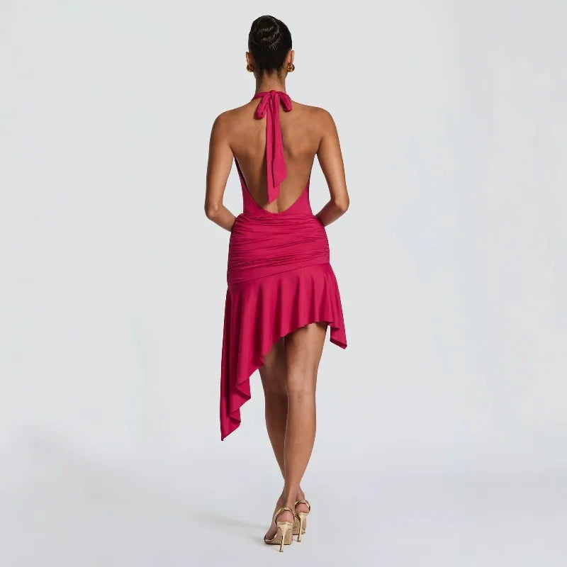 Flor Sexy Halter Plunge V Backless Two Piece Sets