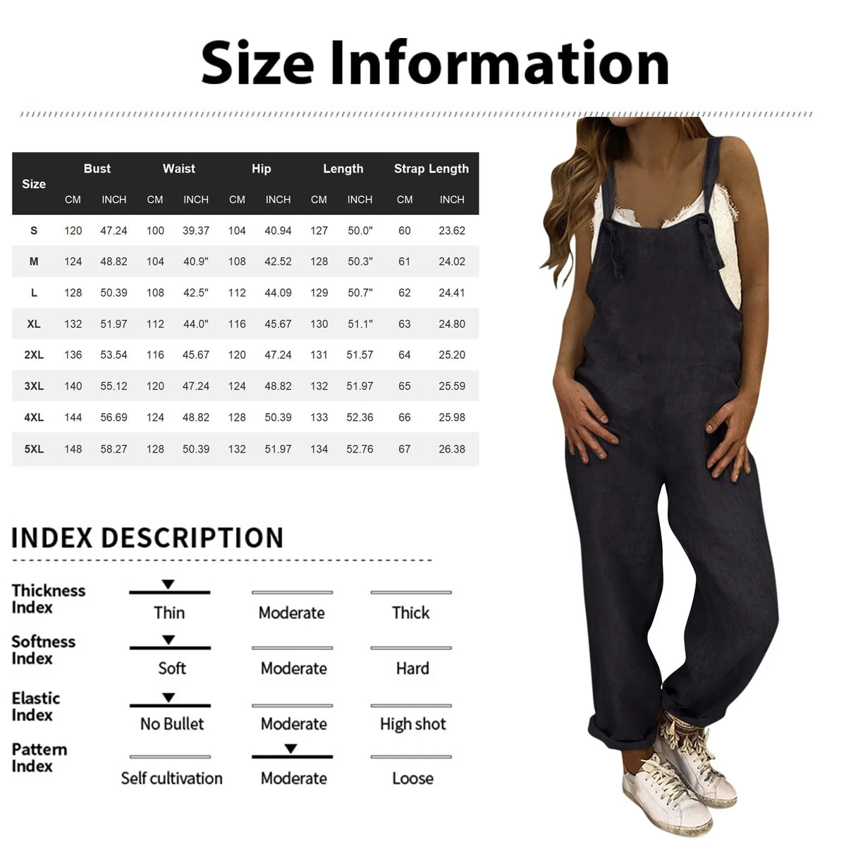 Women Plus Size Overalls Jumpsuits Casual Solid Loose Dungarees Retro Fashion