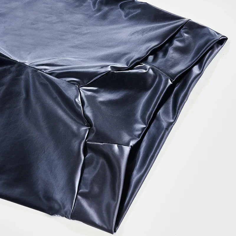Morrestown Luster Shiny Elasticity Printing Leggings Slim Elastic Leather Pants