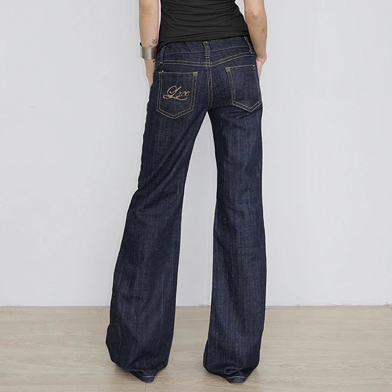 Women's Slim Fit Flared Jeans Y2K Vintage Low Rise Stretch Denim Pants