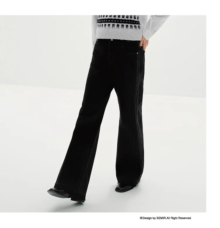 Las Vegas Slim Fit Flared Leg Solid Color Open Hem Denim