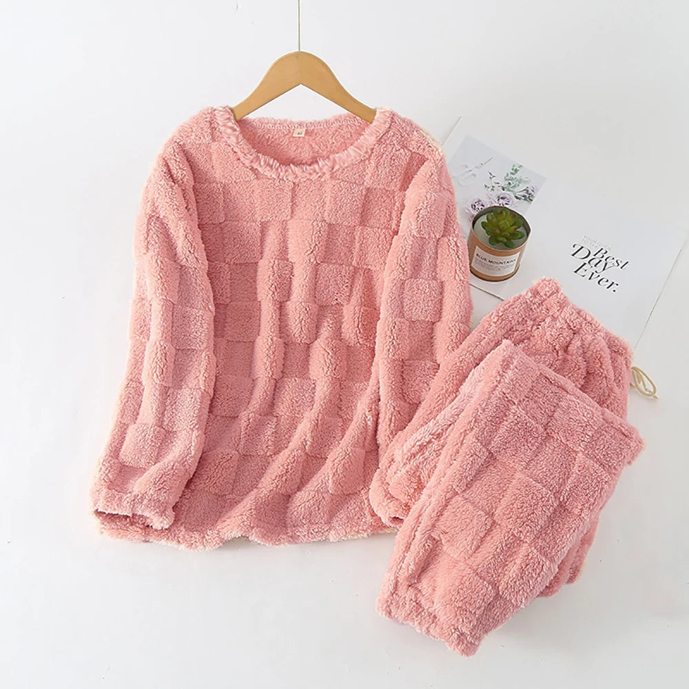 Lia Autumn Winter Plaid O-Neck Pullover Two Piece Sets