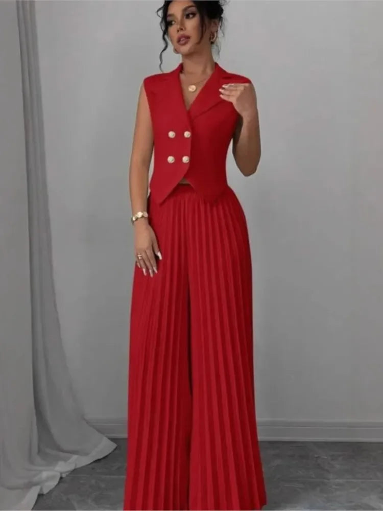 Jessy Fashion Solid Office Suit Casual Two Piece Set