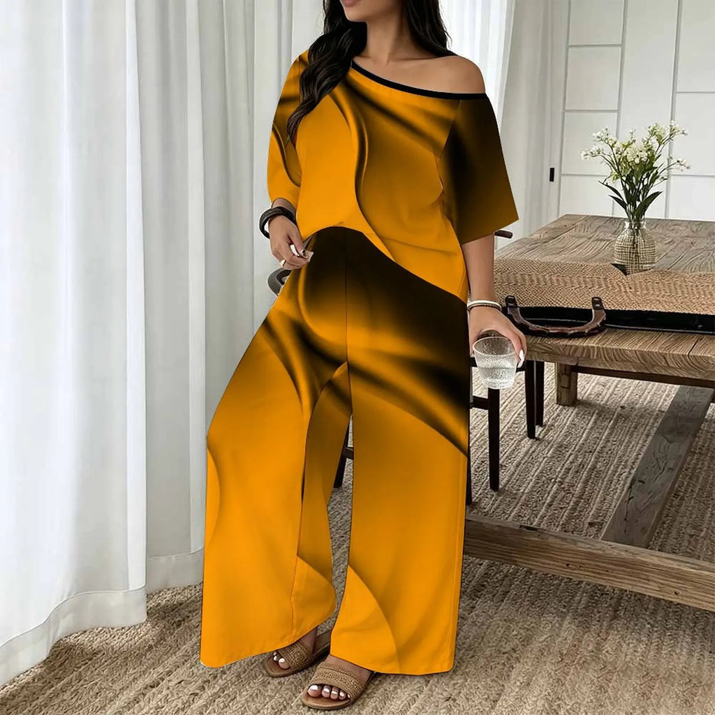 Vietnam Plus Size Printed Two Piece Set Street Retro Look