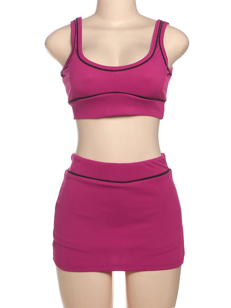 Nixy Skinny Ribbed String Backless Two Piece Sets