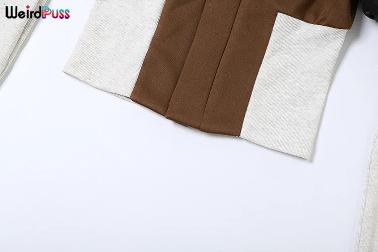 Spotswood Patchwork Long Sleeve Jacket Chic Zip Hipster Trend Coat Outwear