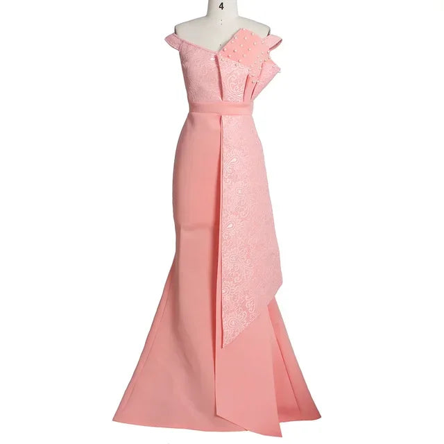 Hamilton Designers Beaded Off Shoulder Mermaid Skinny Floor Length Maxi Dress