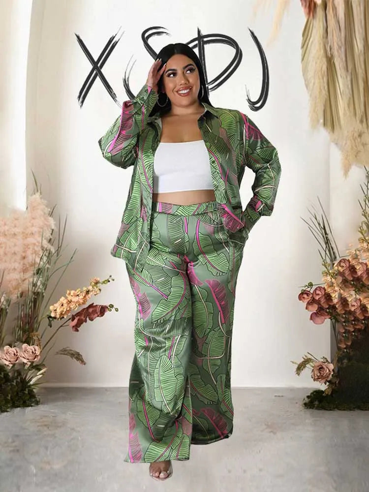 Masha Long Sleeve Outfit Plus Size Two Piece Sets