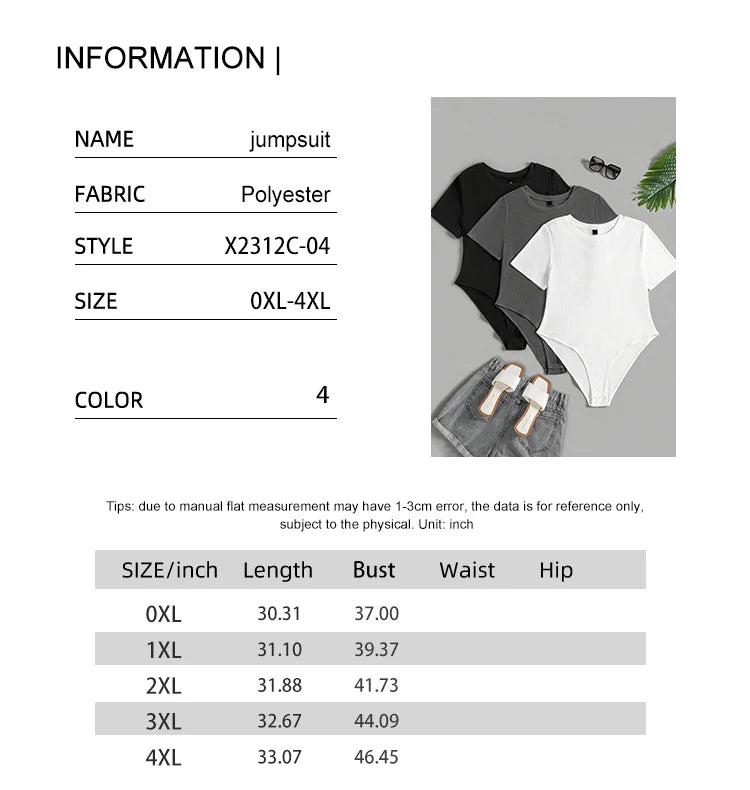 Plus Size Women's Round Sleeve Jumpsuit (3 Pcs) Yoga Wear Jumpsuit Sports Fitness Outdoor Beach Summer