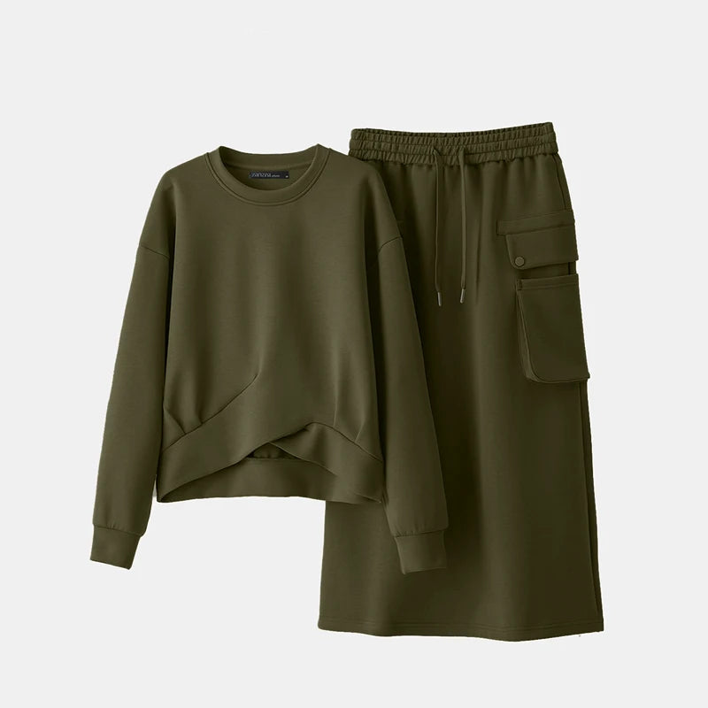 Ana Plus Size Long Sleeve Knotted Two Piece Sets