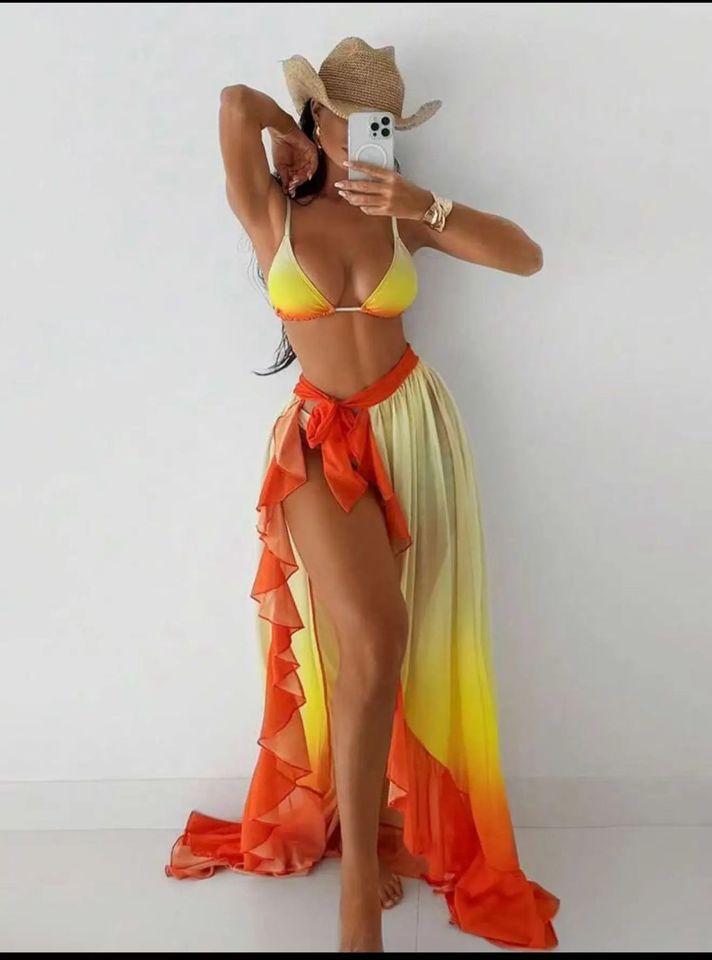 Alba Tie Dye Gradient Bikini Three Piece Sets