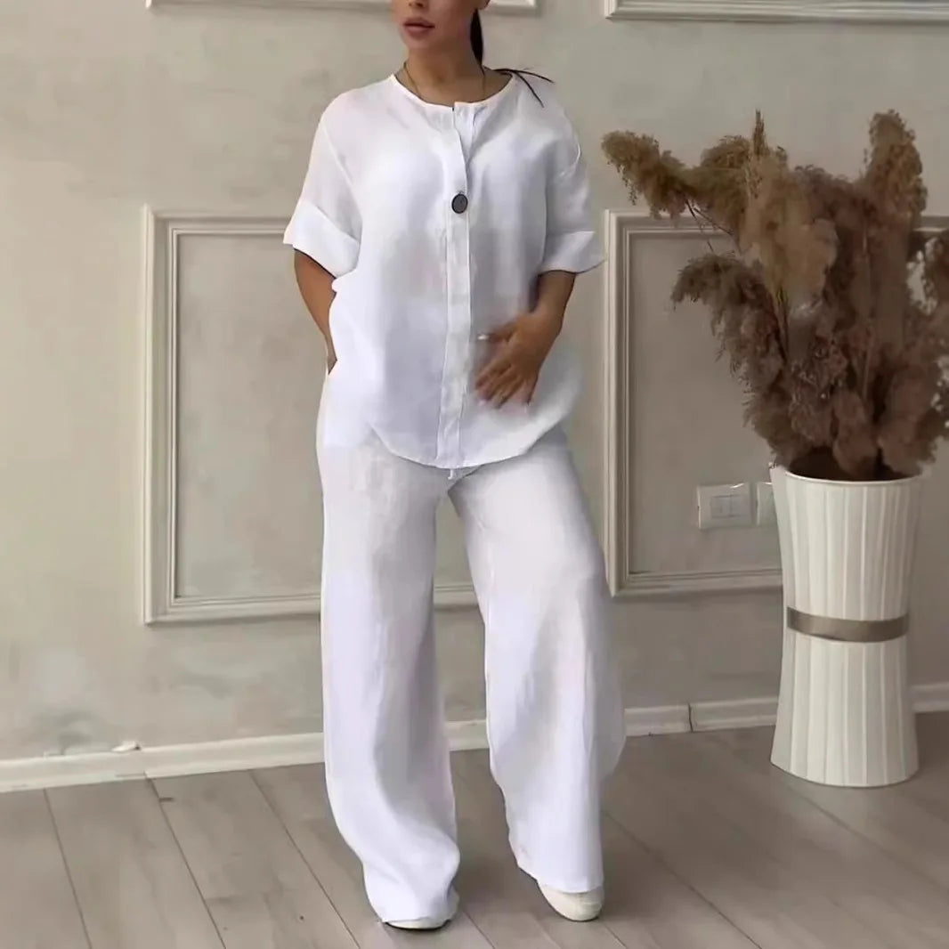 Shekina Comfortable Loose Cotton Linen Two Pieces Sets