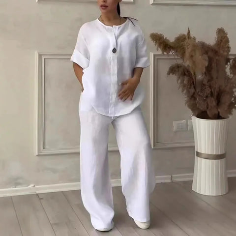 Shekina Comfortable Loose Cotton Linen Two Pieces Sets