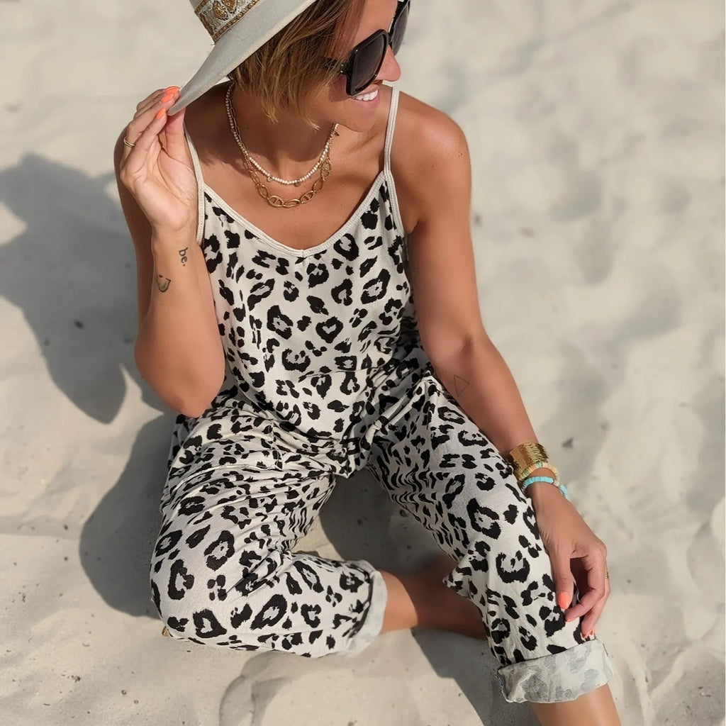 Suspender Jumpsuit Women's 2025 Summer New Leopard Print Loose Casual Suspender Jumpsuit Pantalon Pour Femme Sexy Outfits