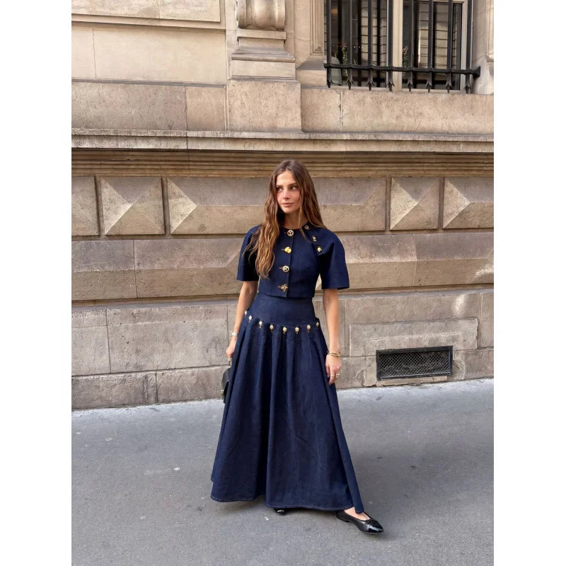 Daniela Fashion Casual Unique Metal Two Piece Sets