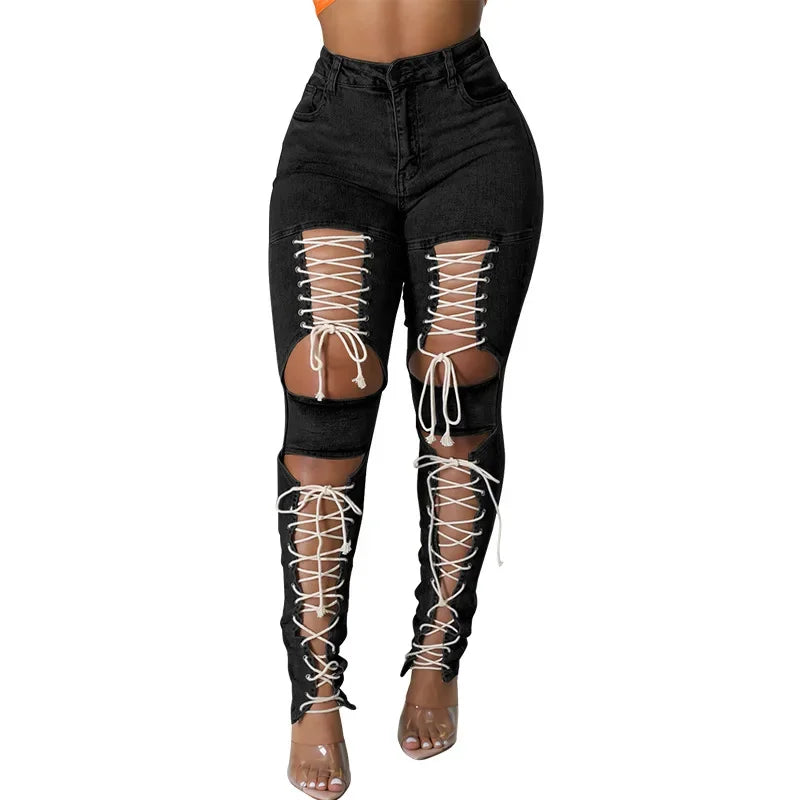 Beachwood Stretch Distressed Destroyed Denim Street Going Out Pants