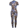 Auburn Hollow Out Playsuits Female Nightout Fashion Mesh Thin Sheer Jumpsuits