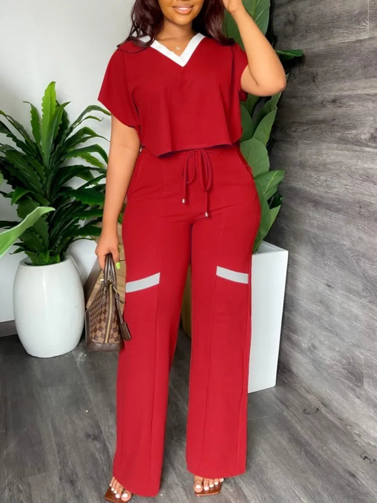 Maria Elegant Casual Short Sleeve Two Piece Sets