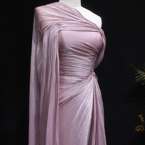 Mountainside Elegant One Shoulder Evening with Draped Cape Arabic Dress
