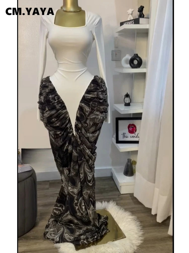 La Perla Printed Patchwork Stacked Ruched Sleeveless Bodycon Maxi Long Dress