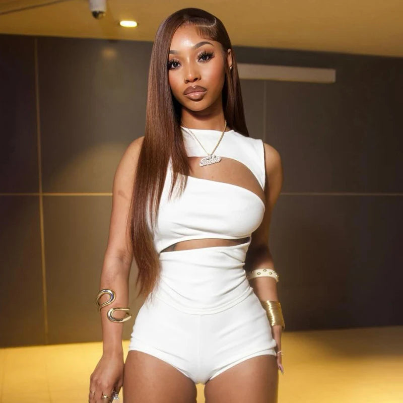 Ana Round Neck Sleeveless Cut Out Two Piece Sets