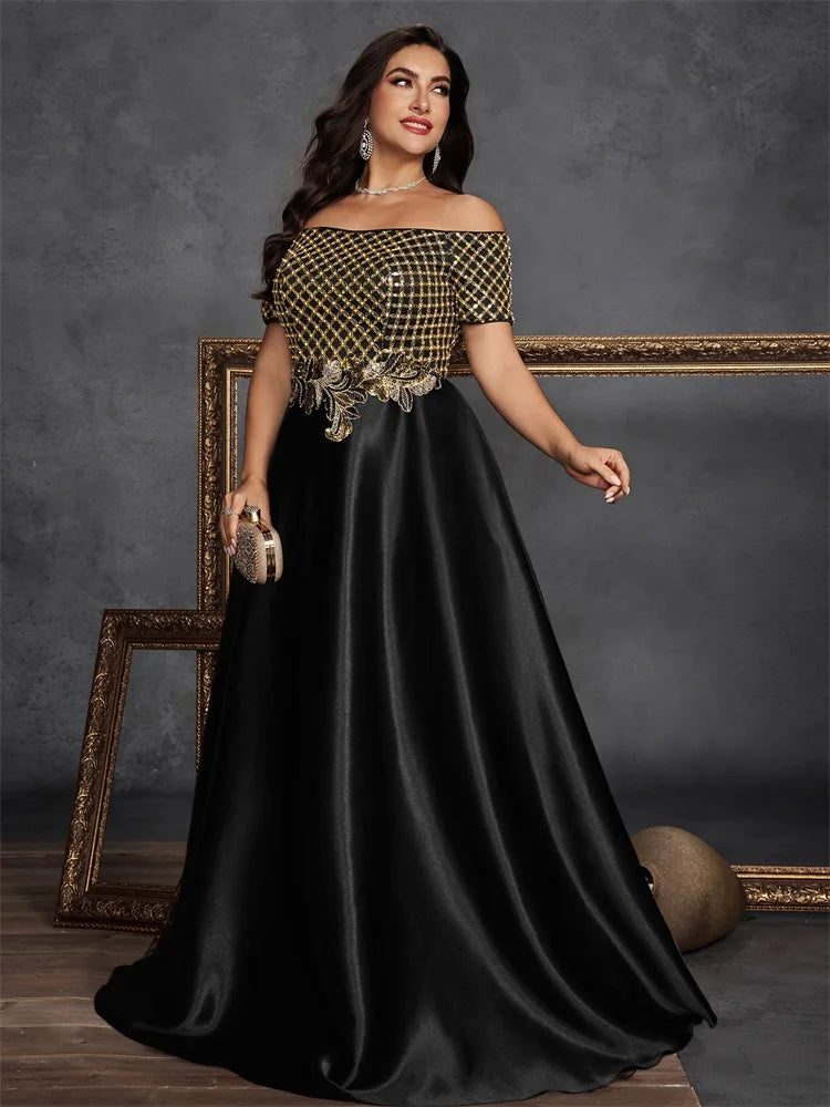 Luna Plus Size Elegant Sequins Splicing Formal Evening Dress