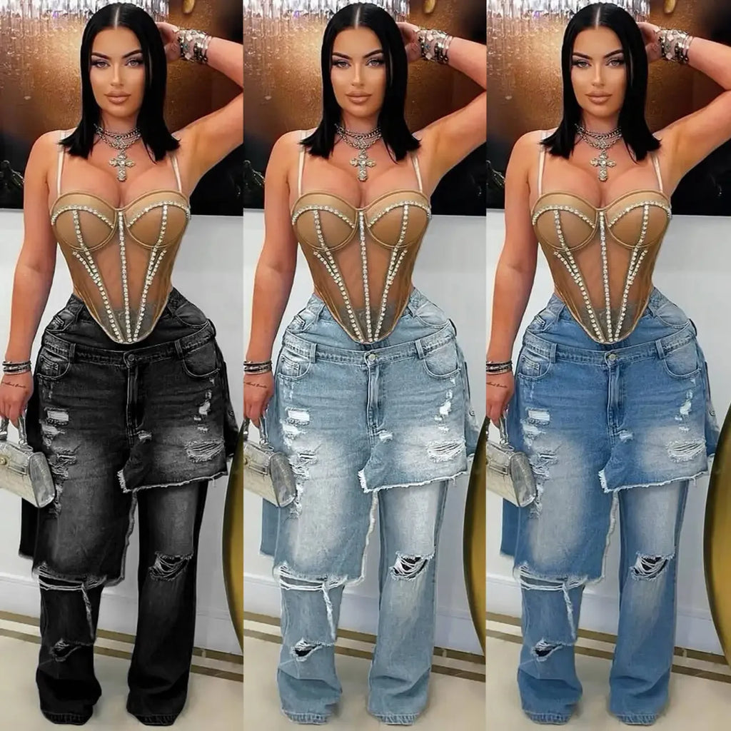 Stafford Streetwear Wide Leg Jeans Cargo High Waist Elegant High Street Denim