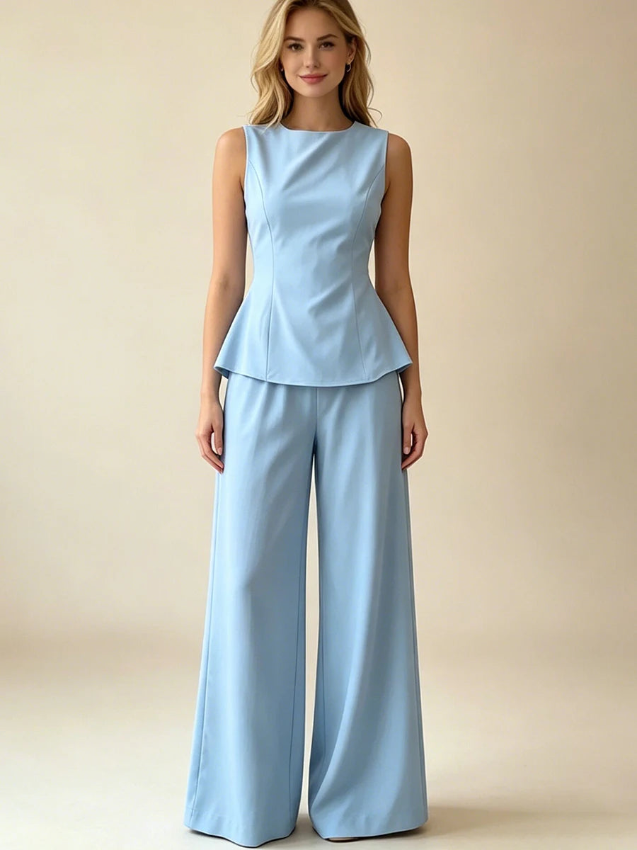 Fernanda Elegant Tie Sleeveless Casual Two Piece Sets