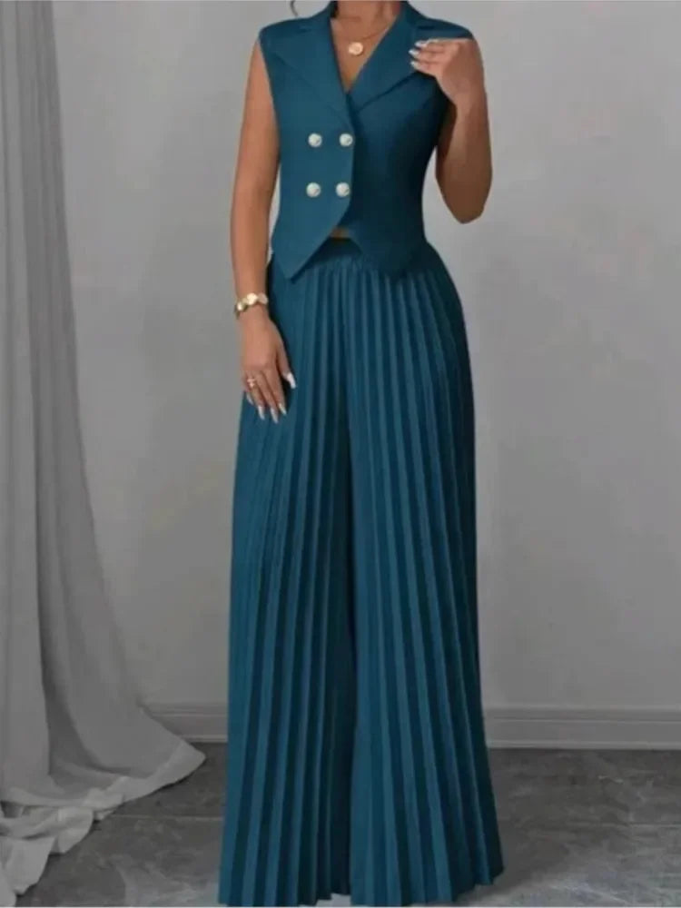 Jessy Fashion Solid Office Suit Casual Two Piece Set