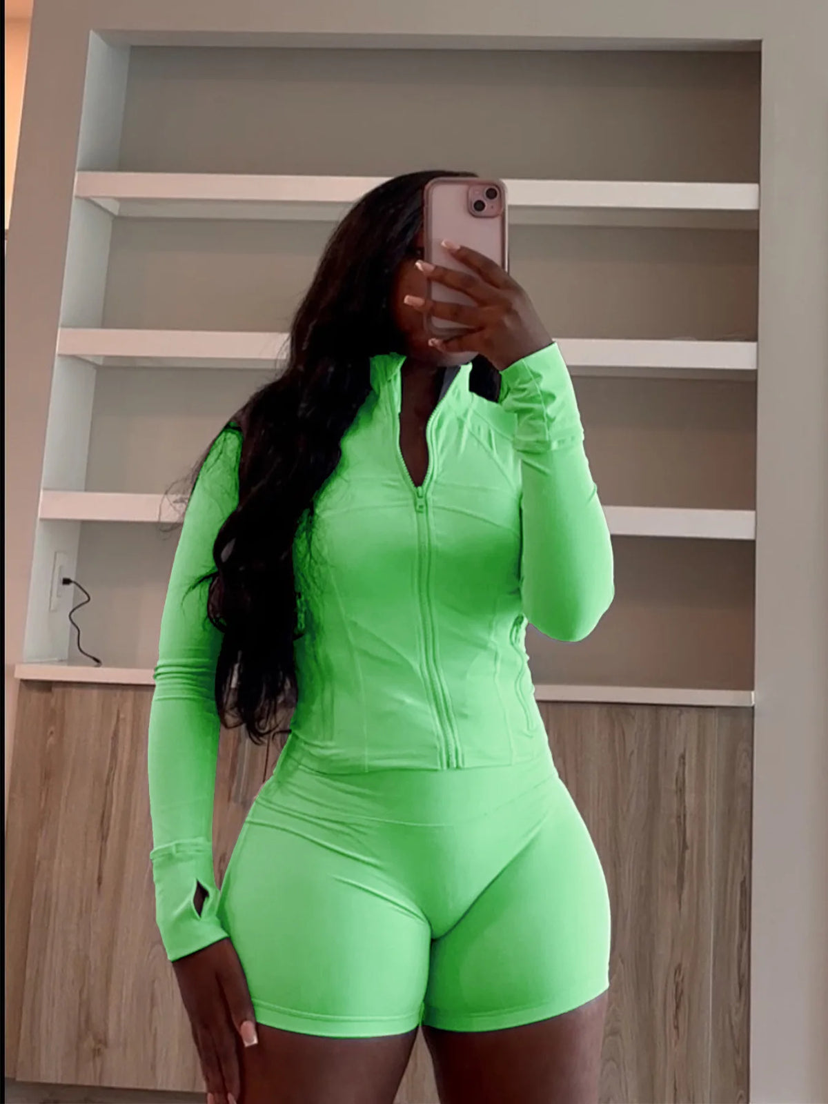 Olivia Fall Siold Bodycon Zipper Tracksuits Two Piece Sets