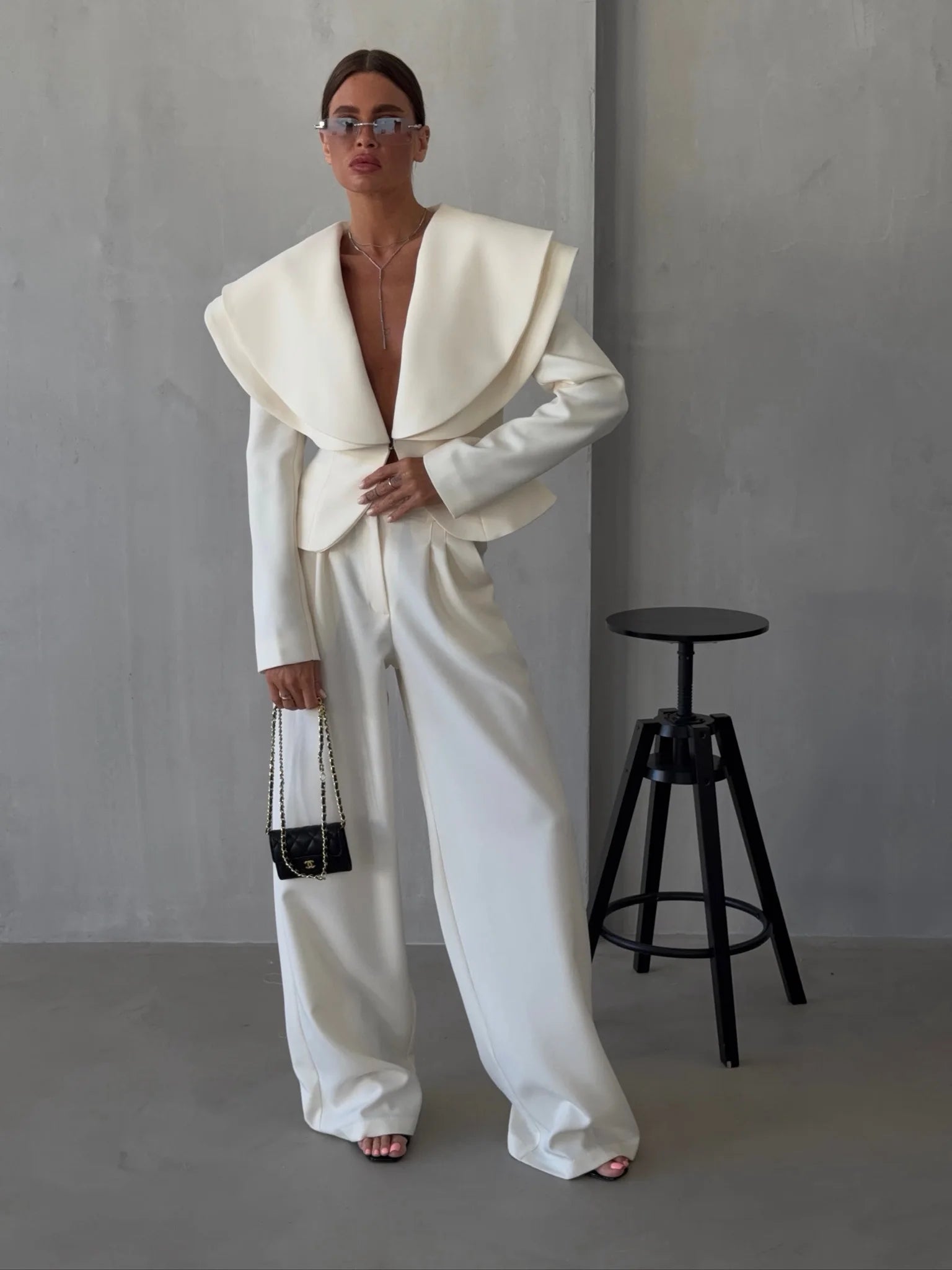 Laura Oversized Double Layer Lapel Two Piece Sets