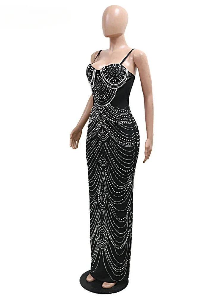 Baltimore Sparkly Crystal Rhinestone Pearl Celebrities Gown Brown Dress
