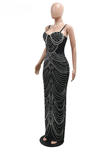 Baltimore Sparkly Crystal Rhinestone Pearl Celebrities Gown Brown Dress