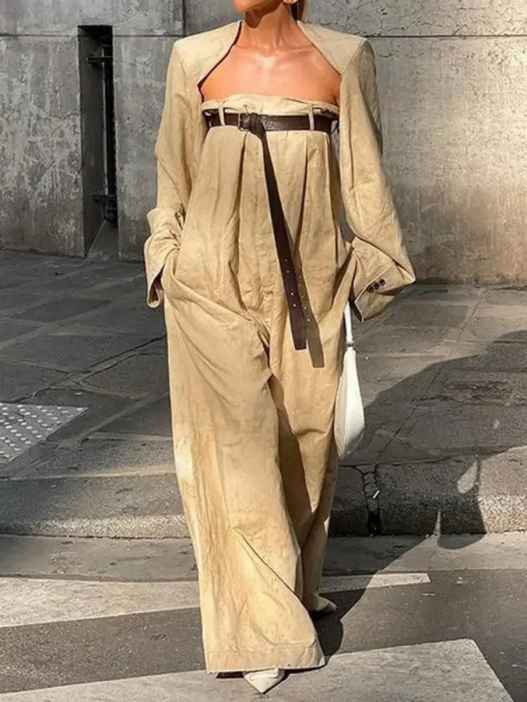 Women's Fashion JumpSuit Long Sleeves Collarless Jumpsuits