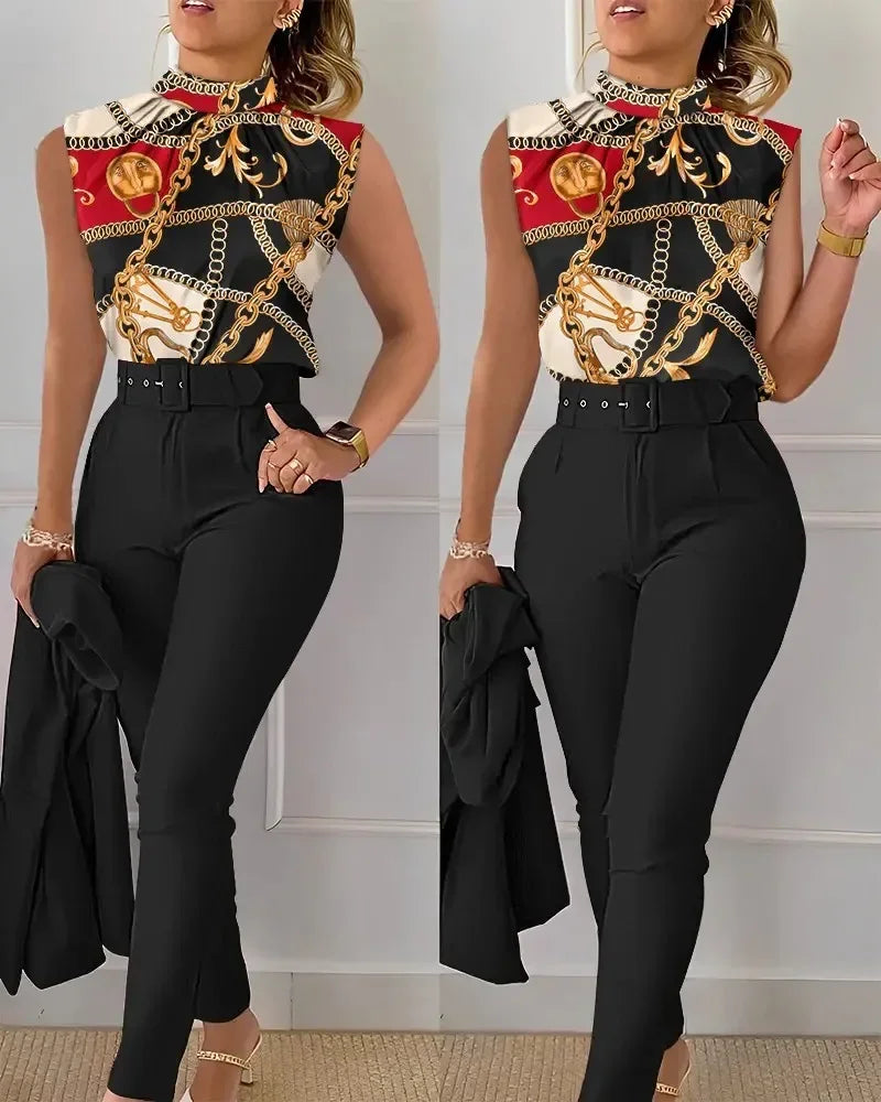 Alexandra Set Women Stand Collar 2 Pieces Sets
