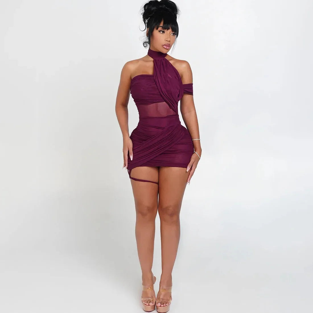 Sheepshead Bay See Through Sexy Cross Bandage Bodycon Dress