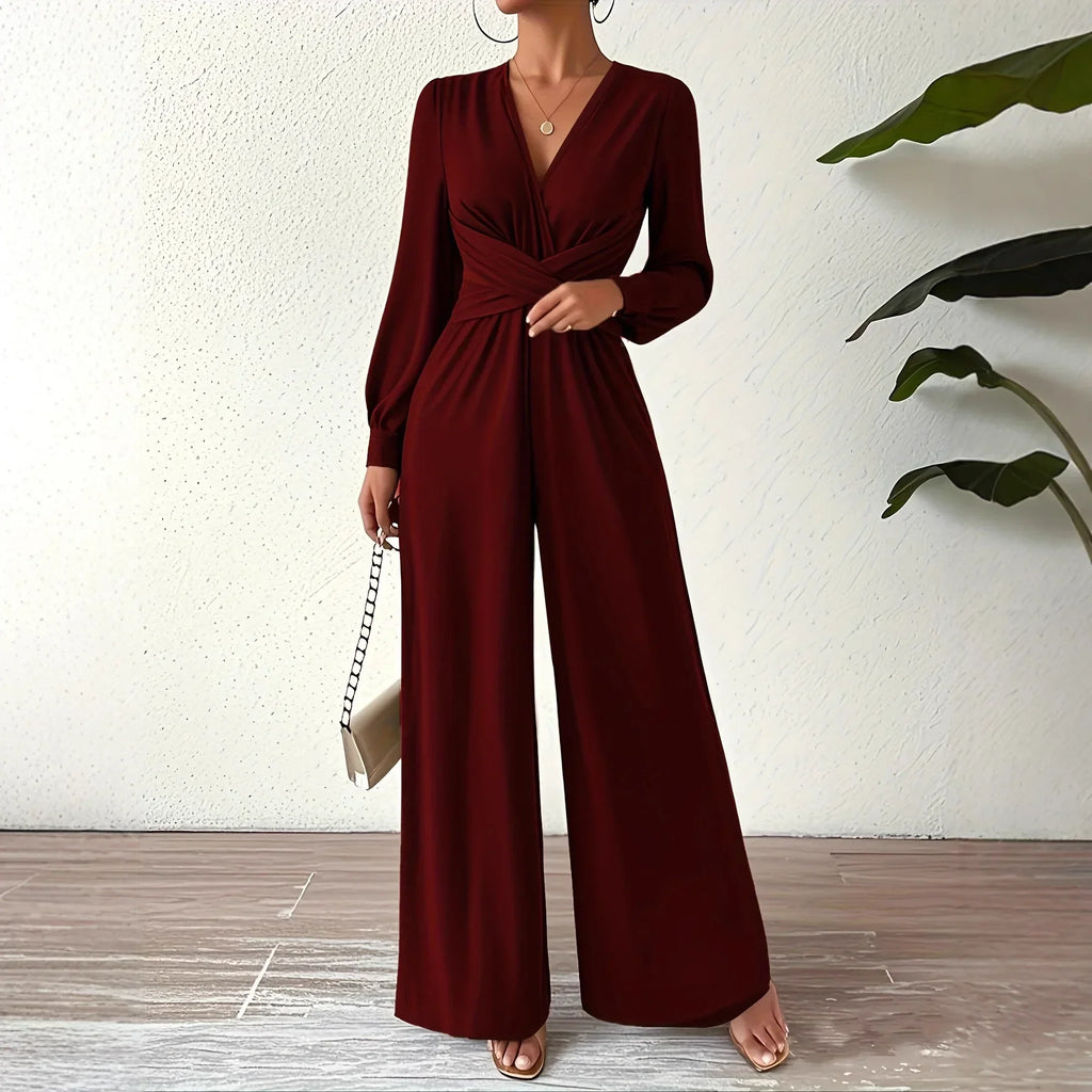 Royal Oak Elegant Professional Wear Jumpsuit Fashion Solid Color V-neck