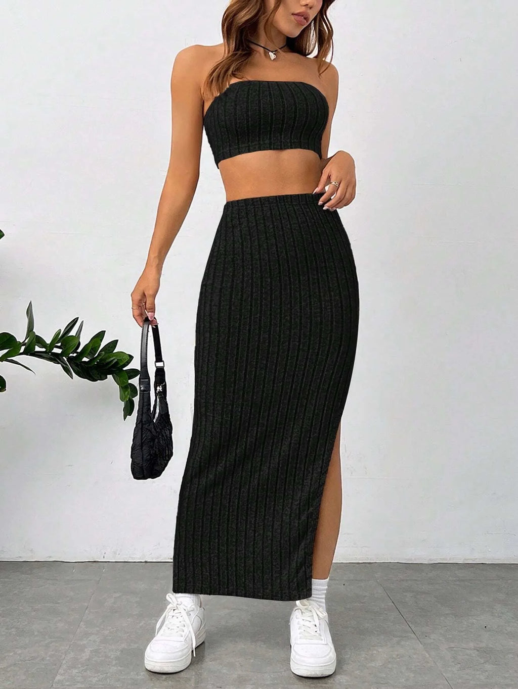 Jessica Tube And Split High Waist Two-Piece Set