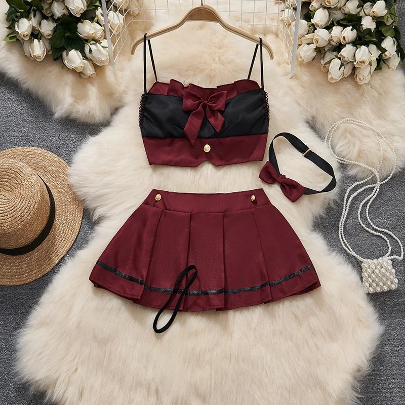 Emily Sleeveless Slim Backless Hallow Two Piece Sets