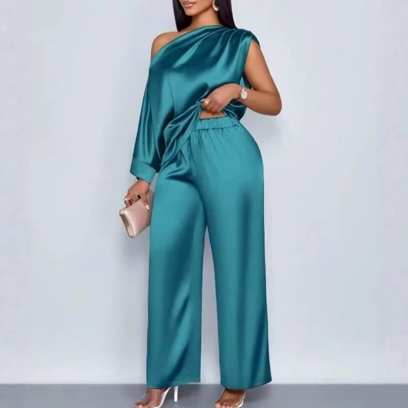 Amelia Skew Collar Sexy Slim Fit Two Piece Sets