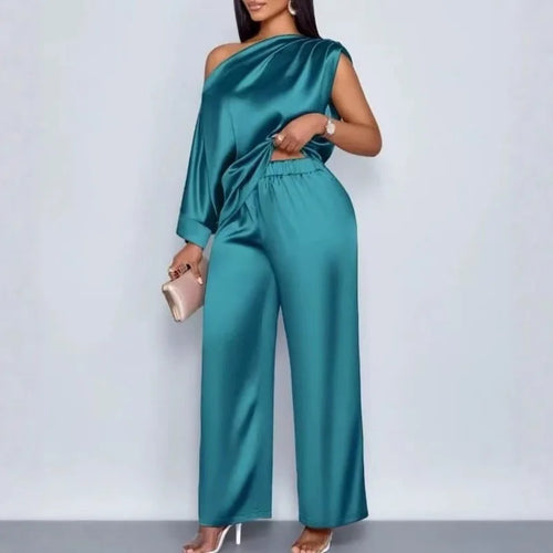 Amelia Skew Collar Sexy Slim Fit Two Piece Sets