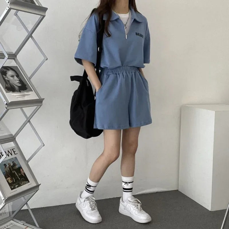 Greicy Tracksuits Female Summer Casual Two Piece Sets